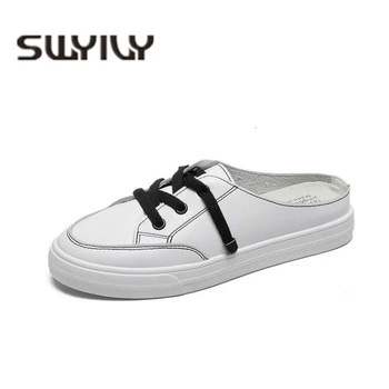 SWYIVY Mules Shoes Women Flats Slippers 2019 New Summer Women's White Shoes Casual Slippers Ladies Mules Slides Large Size 40
SWYIVY Mules Shoes Women Flats Slippers 2019 New Summer Women's White Shoes Casual Slippers Ladies Mules Slides Large Size 40