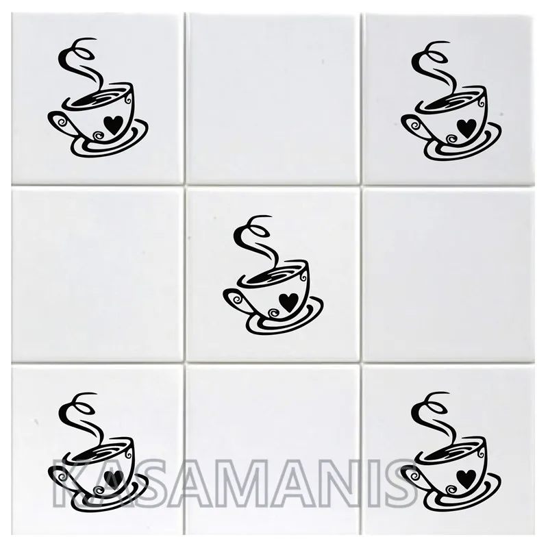 Heart Coffee Cup Vinyl Art Wall Decal Tile Decor