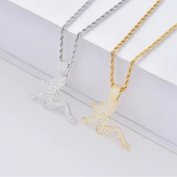 Iced Out Gold Silver Color Monopoly Sexy Beauty Pendant Necklace Chain Bling Cubic Zircon Hip Hop Men Women Jewelry Gift 
Iced Out Gold Silver Color Monopoly Sexy Beauty Pendant Necklace Chain Bling Cubic Zircon Hip Hop Men Women Jewelry Gift