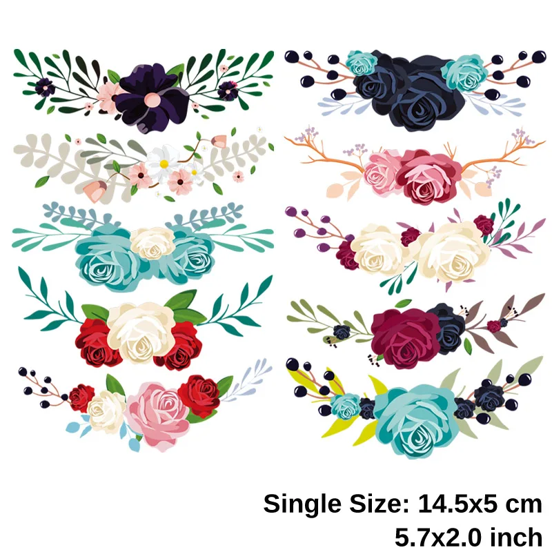 1-10PcsSet Flower Patches For Clothing Print On T-Shirt Clothes Decoration Washable New Design Diy Accessory Iron On Transfers