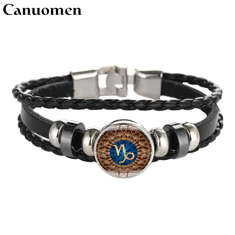 Canuomen Capricorn Sagittarius Leather Bracelet Snap Punk Zodiac Glass Cabochon Twelve Constellation Charm Women and Men Jewelry
Canuomen Capricorn Sagittarius Leather Bracelet Snap Punk Zodiac Glass Cabochon Twelve Constellation Charm Women and Men Jewelry