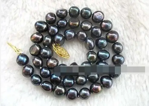 freshwater pearl black baroque 8-9mm necklace 16" nature wholesale beads fashion 
freshwater pearl black baroque 8-9mm necklace 16" nature wholesale beads fashion
