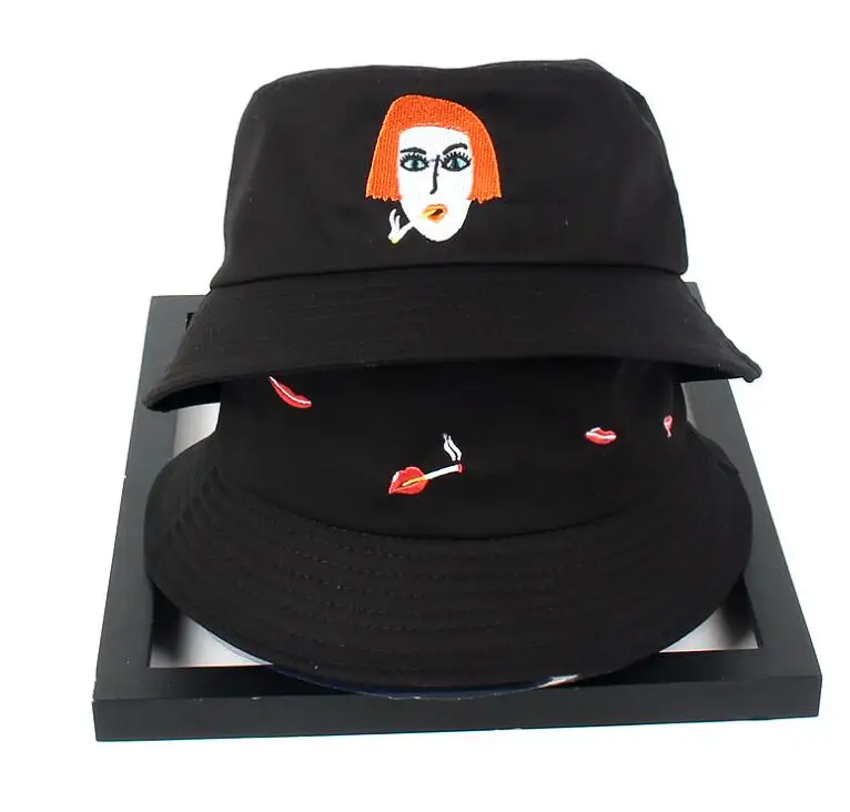 Creative cotton cartoon Ring cigarette embroidery bucket hat men women fishing sun hat panamas red lips summer lovers flat hat
Creative cotton cartoon Ring cigarette embroidery bucket hat men women fishing sun hat panamas red lips summer lovers flat hat