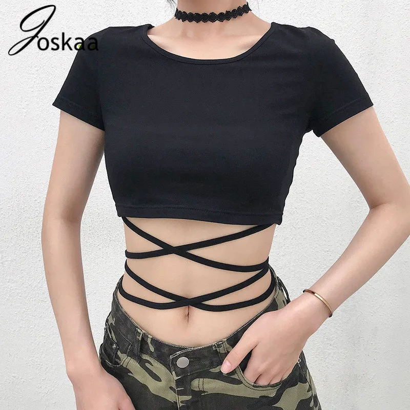Joskaa O Neck Lace Up Hollow Cotton Casual Tshirt Summer 2019 Slim Bodycon Basic Tops Tees Female T-shirt Cropped
Joskaa O Neck Lace Up Hollow Cotton Casual Tshirt Summer 2019 Slim Bodycon Basic Tops Tees Female T-shirt Cropped