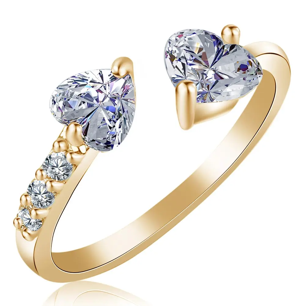 HPXmas Romantic Gold color double heart big crystal nature Stones CZ Open resizable Finger Ring Women female Wedding Gift B54
HPXmas Romantic Gold color double heart big crystal nature Stones CZ Open resizable Finger Ring Women female Wedding Gift B54