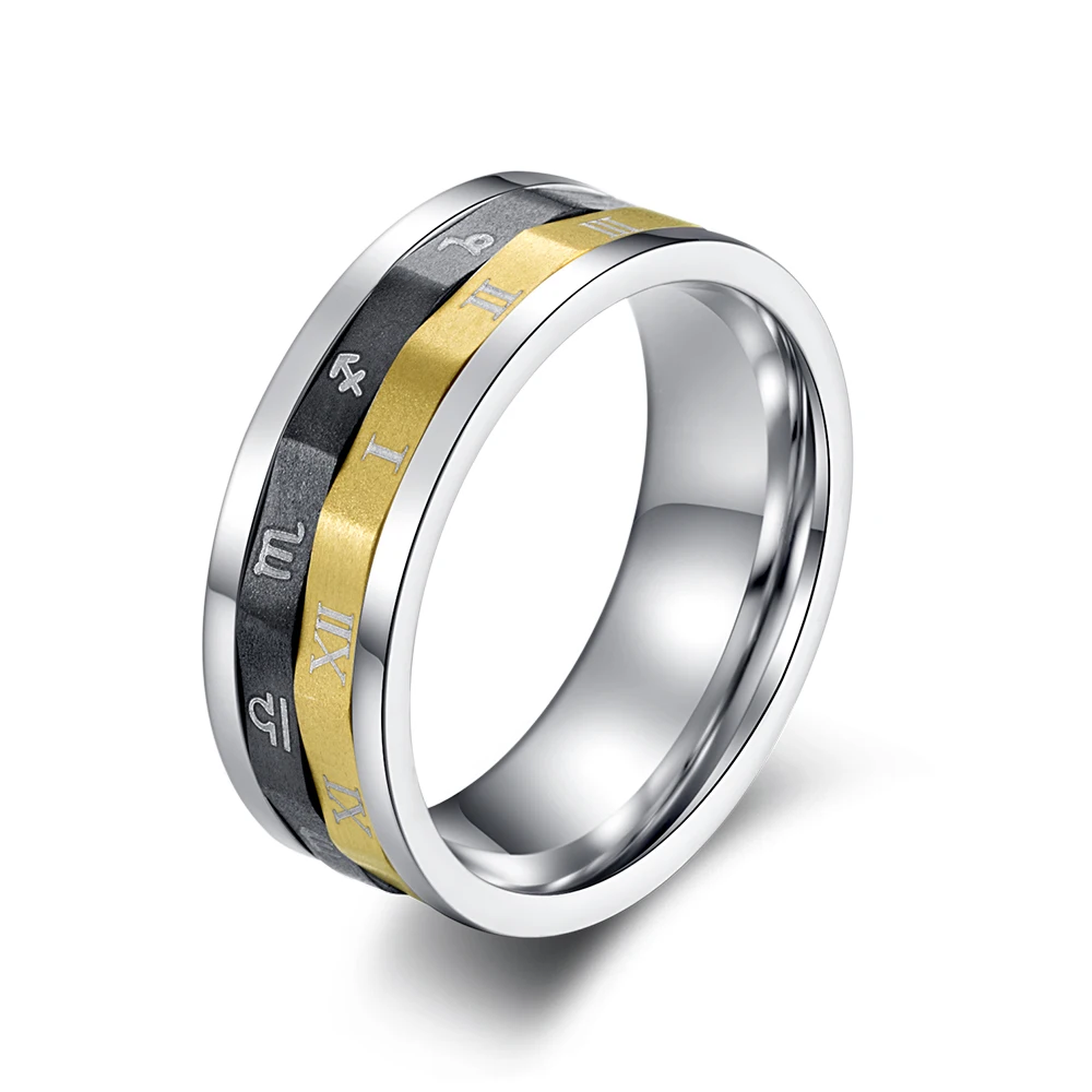 3-color Zodiac Ring for Men and Women Titanium Steel Roman Numeral Ring Men's Spinner Ring 8mm
3-color Zodiac Ring for Men and Women Titanium Steel Roman Numeral Ring Men's Spinner Ring 8mm