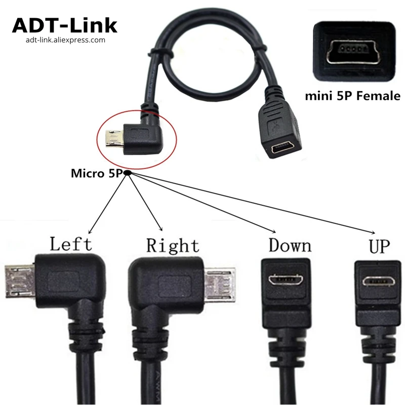Mini USB Micro USB Cable Cord - Up Down Toward left Right Angle Micro USB Male Angled to 5pin Mini USB Female Cable - Black 25cm
Mini USB Micro USB Cable Cord - Up Down Toward left Right Angle Micro USB Male Angled to 5pin Mini USB Female Cable - Black 25cm