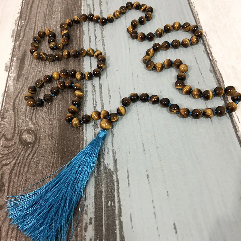 108 beads Mala Necklace For Unisex Yoga Gift Tassel Jewelry Tigers' Eye beaded necklace with Tassel
108 beads Mala Necklace For Unisex Yoga Gift Tassel Jewelry Tigers' Eye beaded necklace with Tassel