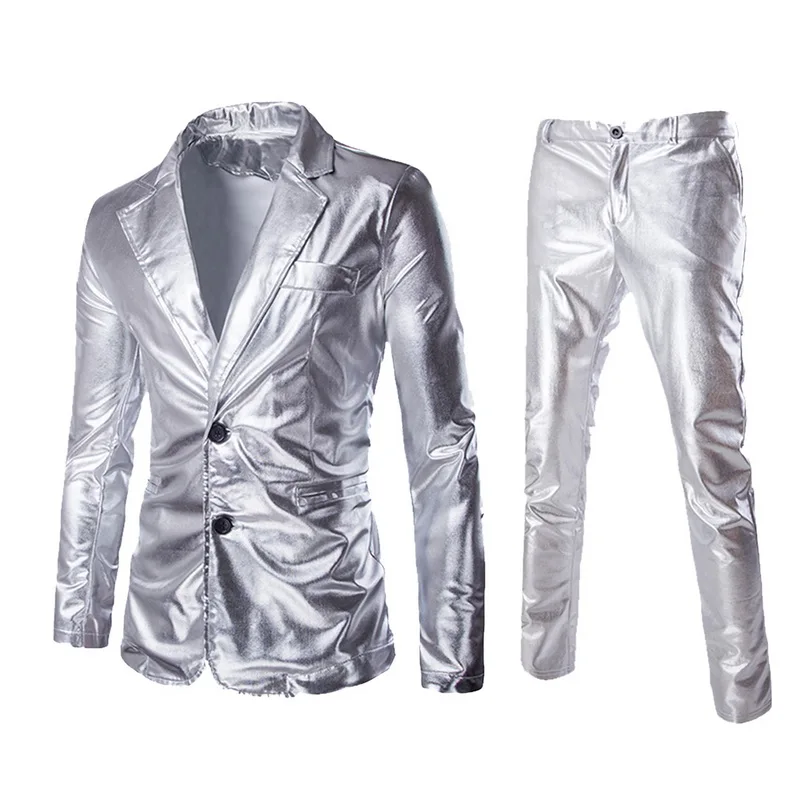 Hot Sale Coated Gold Silver Black (Jackets + Pants) Men Suit Sets Brand Dress Blazer Set Wedding Party Show Shiny clothes
Hot Sale Coated Gold Silver Black (Jackets + Pants) Men Suit Sets Brand Dress Blazer Set Wedding Party Show Shiny clothes
