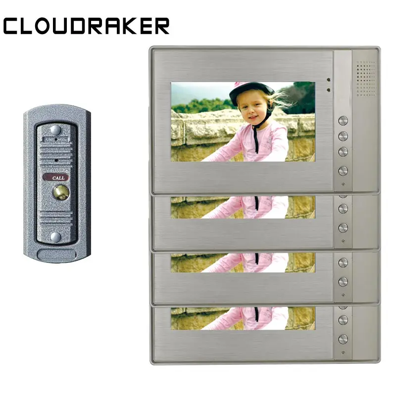 CLOUDRAKER 7'' Video Doorbell Intercom System 4x Metal Outlook Monitor with 1x Wired PI Door Phone Camera Video Intercom
CLOUDRAKER 7'' Video Doorbell Intercom System 4x Metal Outlook Monitor with 1x Wired PI Door Phone Camera Video Intercom