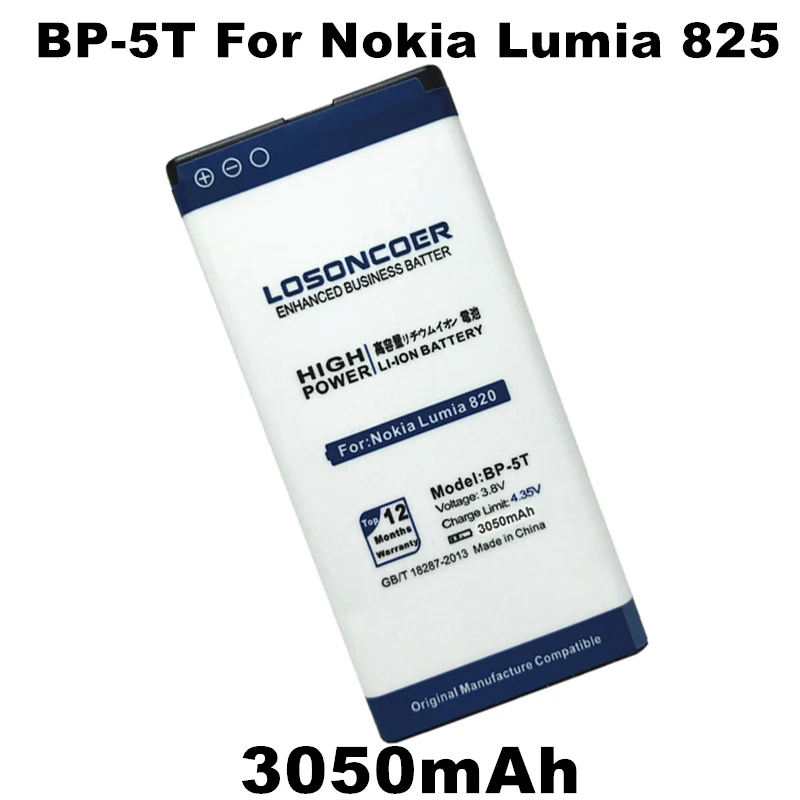 LOSONCOER 3050mAh BP-5T Mobile Phone Battery for Nokia Lumia 820 Battery,Arrow 825 RM-878 Lumia 820T BP 5T
LOSONCOER 3050mAh BP-5T Mobile Phone Battery for Nokia Lumia 820 Battery,Arrow 825 RM-878 Lumia 820T BP 5T