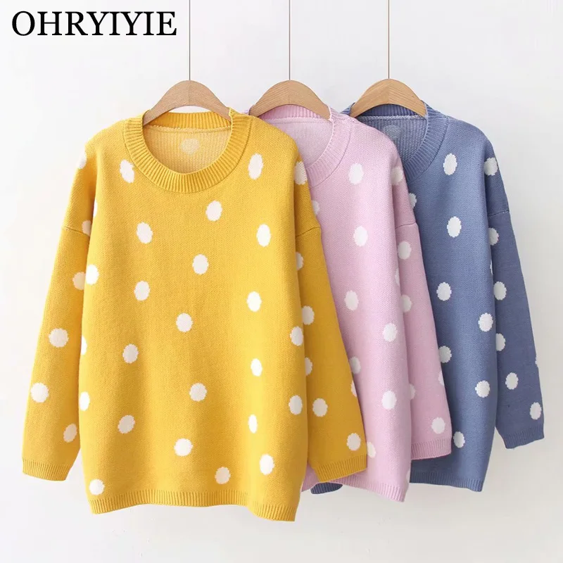 OHRYIYIE 2019 Autumn Winter Dot Sweater Women O-neck Long Sleeve Knit Sweaters And Pullovers Female Oversize Jumper Pull Femme
OHRYIYIE 2019 Autumn Winter Dot Sweater Women O-neck Long Sleeve Knit Sweaters And Pullovers Female Oversize Jumper Pull Femme