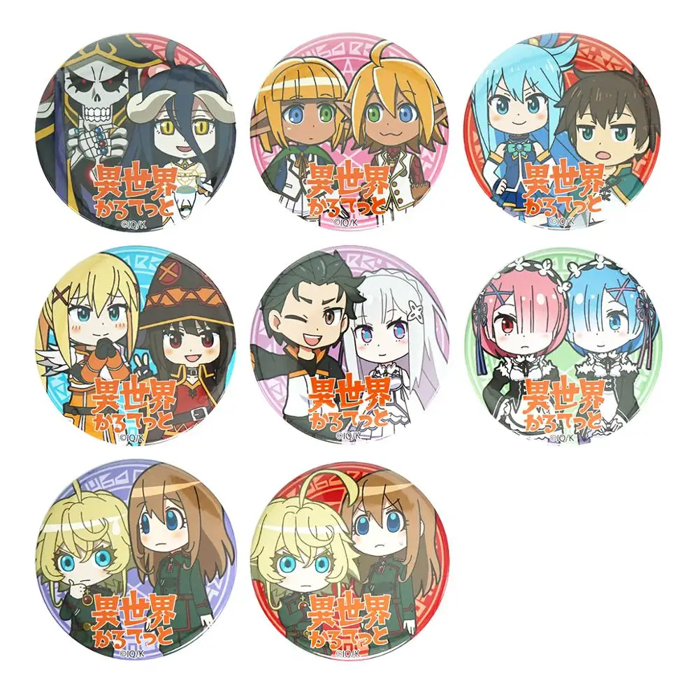 Isekai Quartet Anime Isekai Karutetto Konosuba Rezero Overlord Tanya Albedo Emilia Ram Rem Aqua Megumin Darkness Metal Badge
Isekai Quartet Anime Isekai Karutetto Konosuba Rezero Overlord Tanya Albedo Emilia Ram Rem Aqua Megumin Darkness Metal Badge