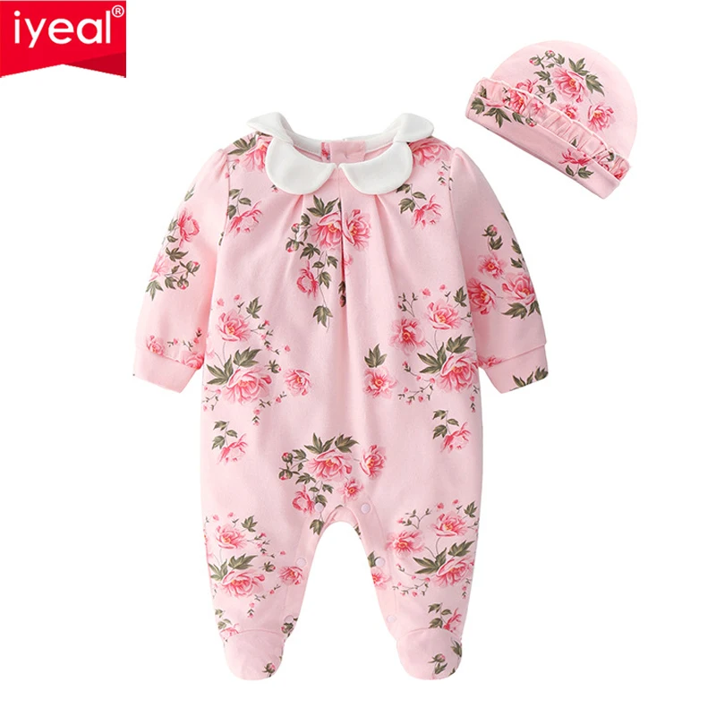 IYEAL Newborn Princess Baby Romper With Hat Infant Girl Long Sleeve Flower Printed Peter pan Collar Cotton Jumpsuit Outfits
IYEAL Newborn Princess Baby Romper With Hat Infant Girl Long Sleeve Flower Printed Peter pan Collar Cotton Jumpsuit Outfits