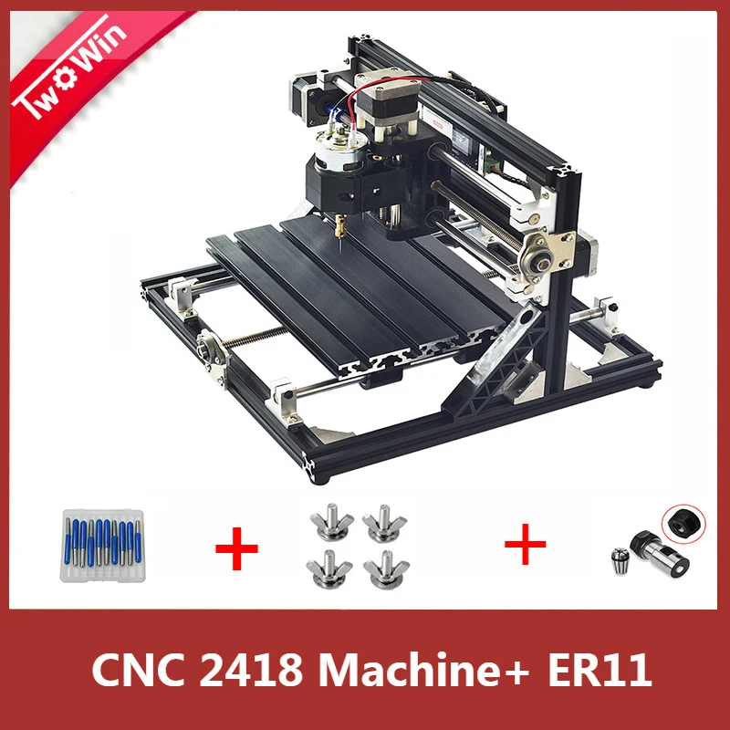 

New CNC 2418 with ER11 Engraving Machine with GRBL Working Area 24x18x4.5cm Three Axis Pcb Pvc Milling Wood Router Machine