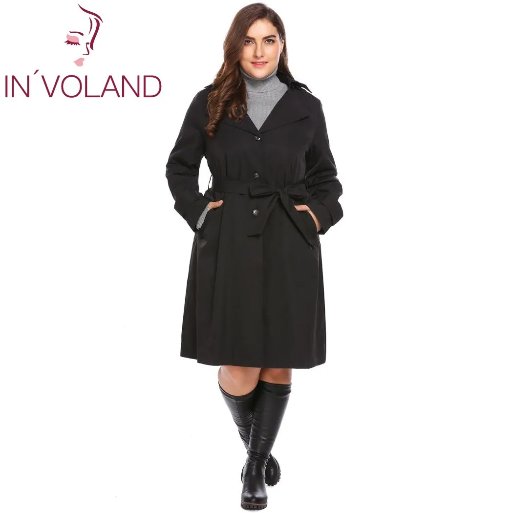 IN'VOLAND Plus Size Women Trench Coat L-4XL Autumn Winter Hooded Long Sleeve Solid Single Breasted Large Overcoat Big Size
IN'VOLAND Plus Size Women Trench Coat L-4XL Autumn Winter Hooded Long Sleeve Solid Single Breasted Large Overcoat Big Size