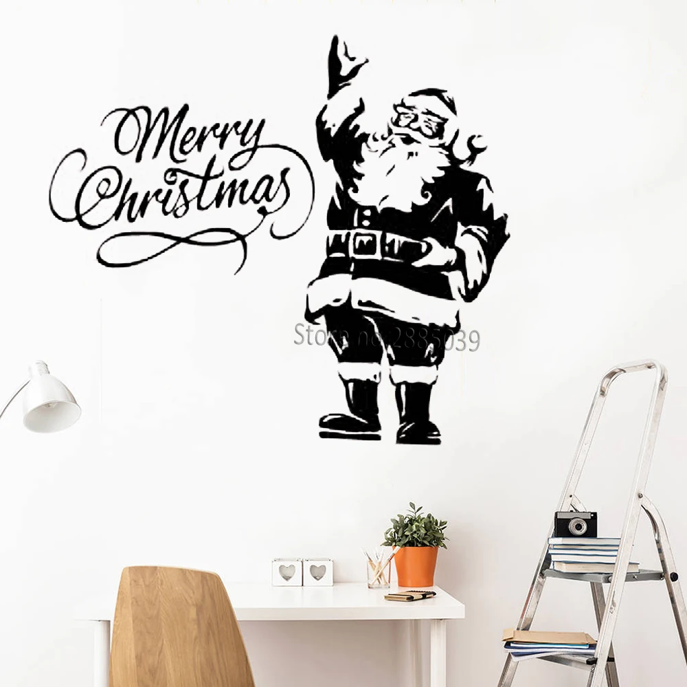 

Classic Santa Claus Wall Stickers Merry Christmas Decal Home Decor Living Room Art Murals Removable New Year Decorative LC940