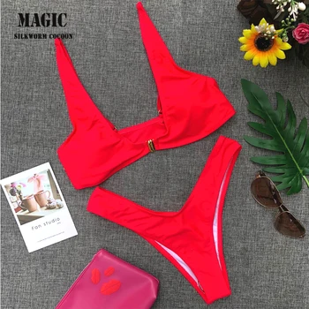 Solid Color Gold Front Buckle Design Bikini Set Sexy High Waist Thong Swimsuit Women's Swimming Suit Vacation Beach Bathing New
Solid Color Gold Front Buckle Design Bikini Set Sexy High Waist Thong Swimsuit Women's Swimming Suit Vacation Beach Bathing New