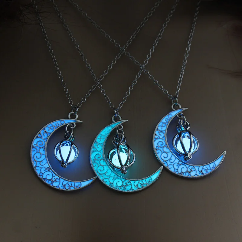 2019 New Hot Moon Glowing Necklace Gem Charm Jewelry Silver Plated Women Halloween Luminous Stone Pendants Necklace Gifts
2019 New Hot Moon Glowing Necklace Gem Charm Jewelry Silver Plated Women Halloween Luminous Stone Pendants Necklace Gifts