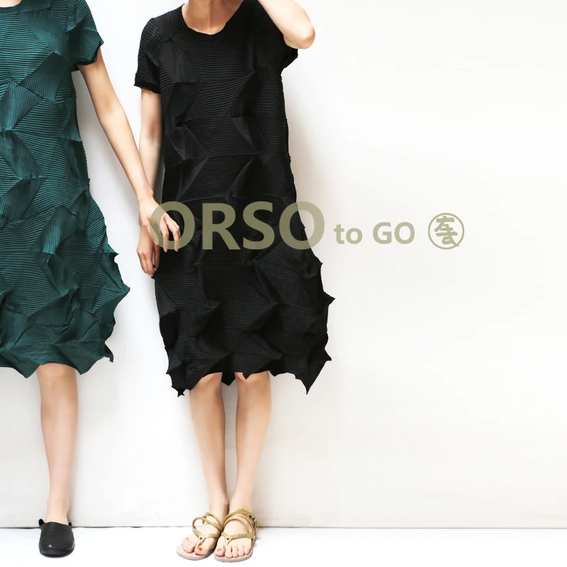 Special Pleats Women Large Size Round Neck Pleated Dress Casual Loose Short Sleeve Knee-Length Dresses Black Blue Green Yellow
Special Pleats Women Large Size Round Neck Pleated Dress Casual Loose Short Sleeve Knee-Length Dresses Black Blue Green Yellow