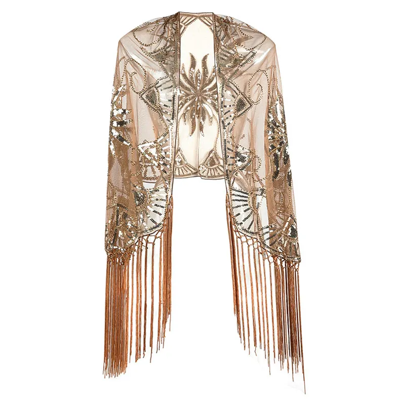 Floral Sequined Beaded Fringe Evening Wrap Scallops Party Bridal Shawl Bolero Flapper Mesh Wedding Cover Up 1920s Scarf
Floral Sequined Beaded Fringe Evening Wrap Scallops Party Bridal Shawl Bolero Flapper Mesh Wedding Cover Up 1920s Scarf