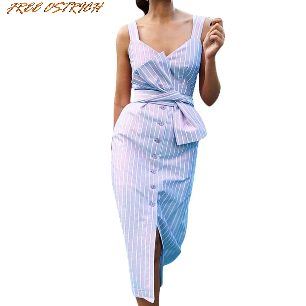 FREE OSTRICH Women Fashion Polyester Casual Vacation Style Striped Print V-neck Sleeveless Dress Women Dress Plus Size 2019
FREE OSTRICH Women Fashion Polyester Casual Vacation Style Striped Print V-neck Sleeveless Dress Women Dress Plus Size 2019