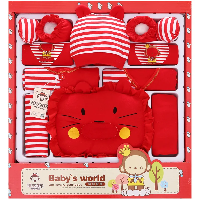 Red monkey 100% Cotton Autumn Winter Newborn Set Gift Full Moon Baby Clothing Set Infant Set Gift newborn baby clothes