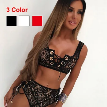 Sexy Lace Push Up Bikini Set Bikinis Women Swimwear Mesh Halter Bandage Swimsuit Strappy Bathing Suit Beach Wear maillot de bain
Sexy Lace Push Up Bikini Set Bikinis Women Swimwear Mesh Halter Bandage Swimsuit Strappy Bathing Suit Beach Wear maillot de bain