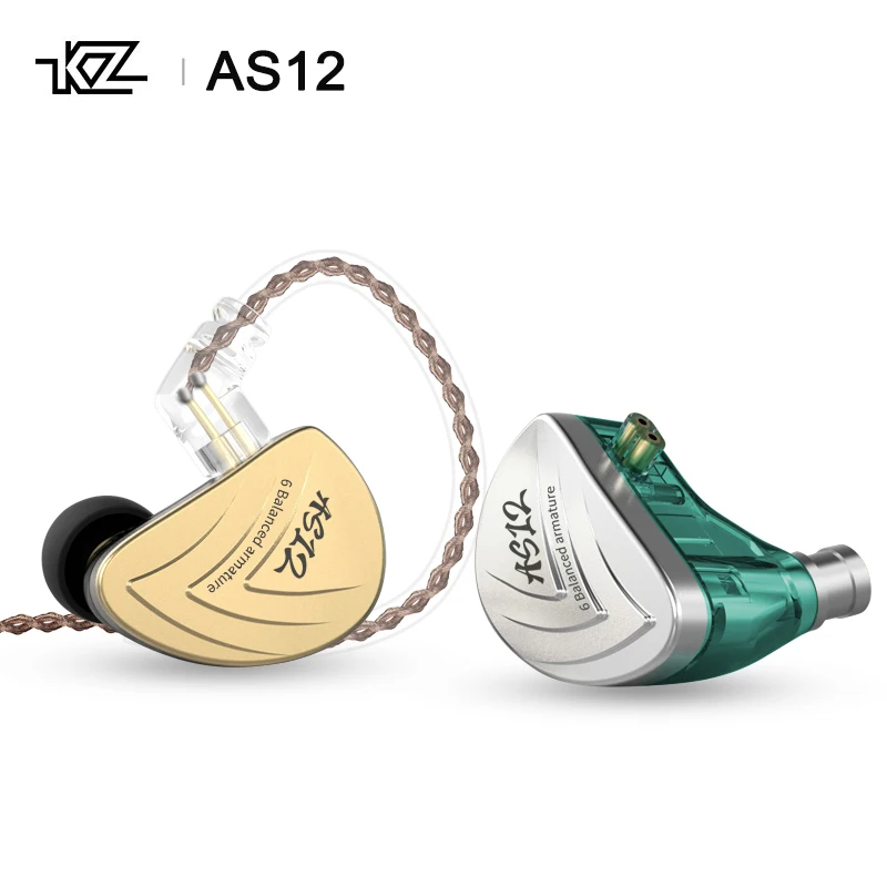 Внутриканальные наушники KZ AS12 Hi-Fi 12ba сбалансированные арматурные