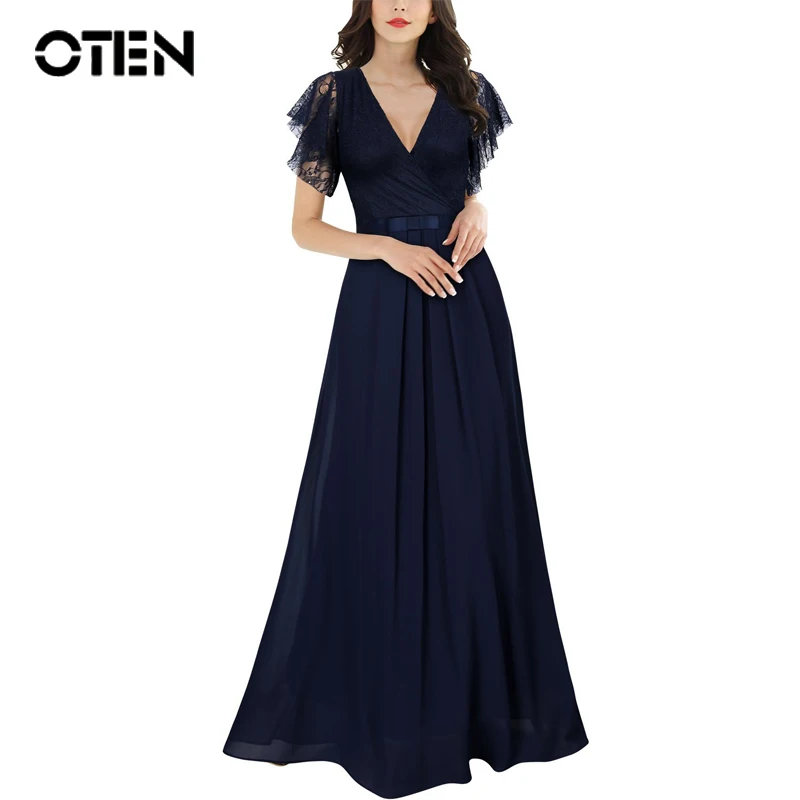 OTEN 2018 elegant dresses women Lace Top Summer Flare Sleeve V Neck Sexy Formal Evening Party Maxi Long chiffon dress for ladies
OTEN 2018 elegant dresses women Lace Top Summer Flare Sleeve V Neck Sexy Formal Evening Party Maxi Long chiffon dress for ladies