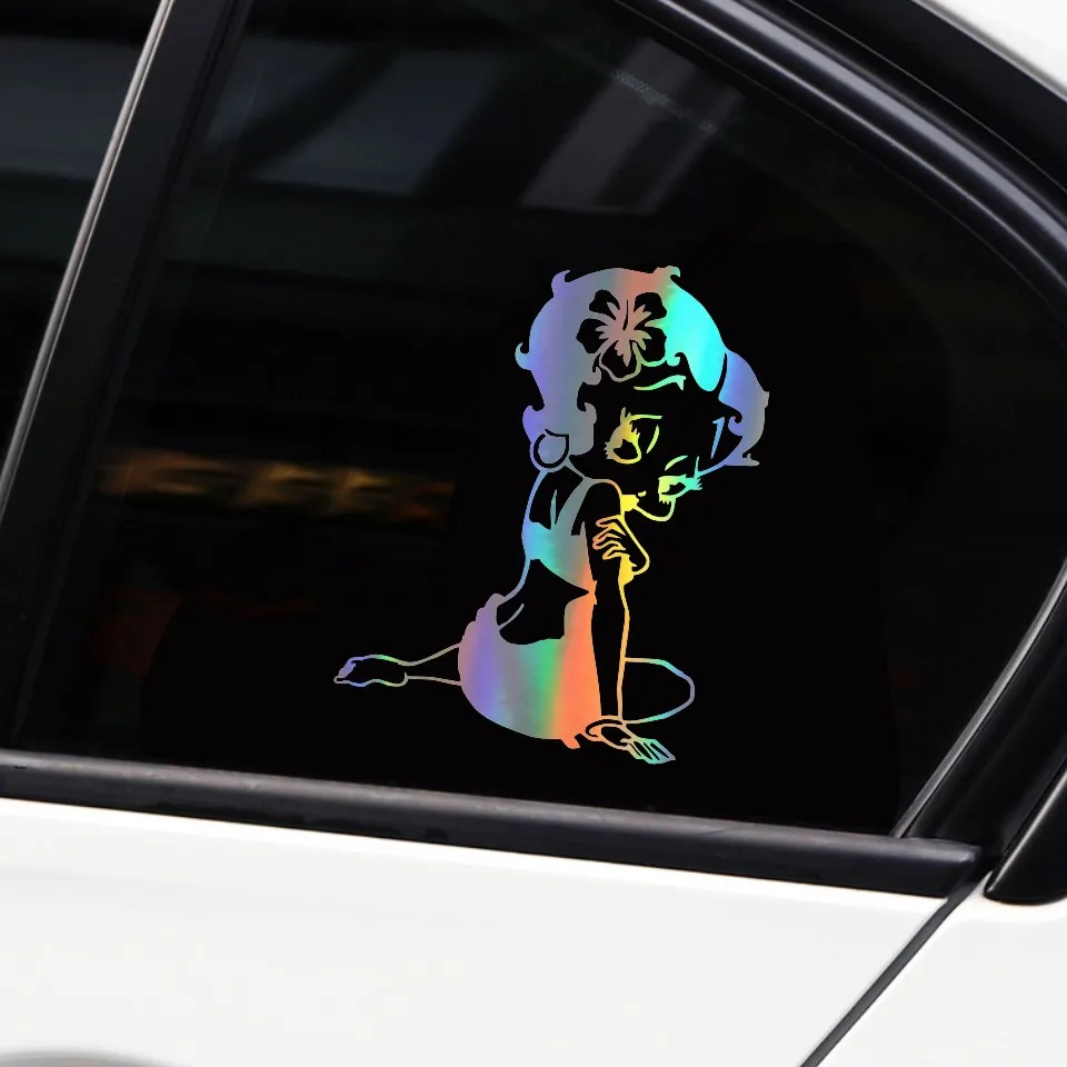 12.2cm15.6cm 3D Car Styling Stickers Betty Boop Fashion Car Sticker Decoration Decal Car Styling Accessories BlackSilverLaser (10)
