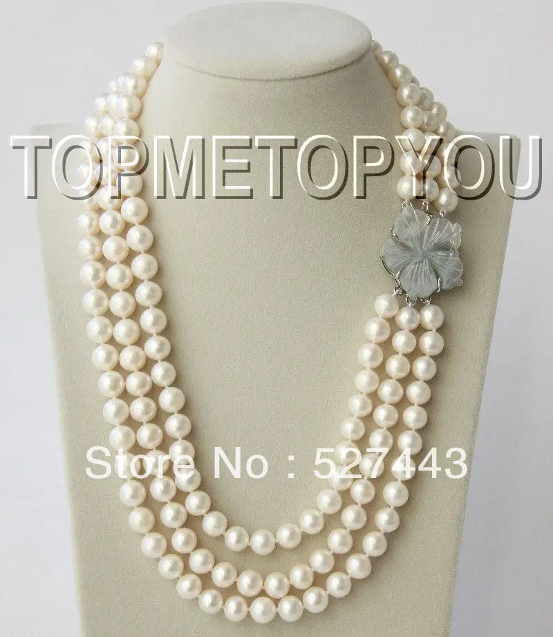 Wholesale free shipping >>AA+ 19"-21" 3row 10mm round white Freshwater pearl necklace seashell clasp E1828
Wholesale free shipping >>AA+ 19"-21" 3row 10mm round white Freshwater pearl necklace seashell clasp E1828
