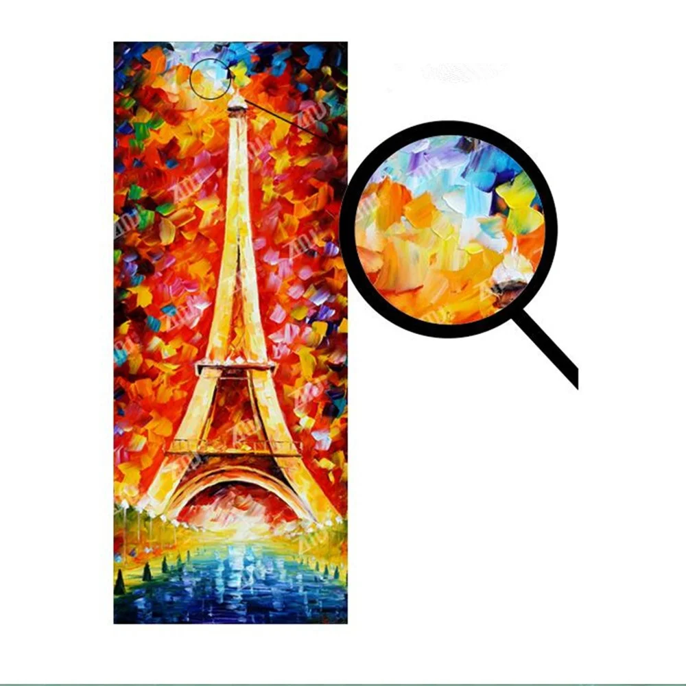 DIY Eiffel oil painting style Refrigerator Sticker
