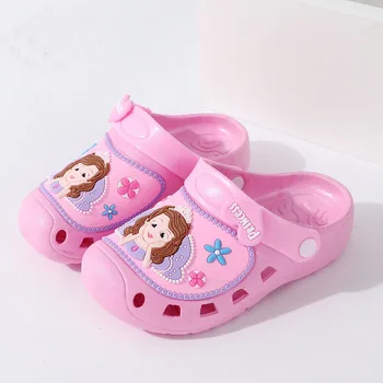 Cool summer Children girls EVA Slippers Sophia Non-slip beach hole shoes pink 25-30 099 XQ01