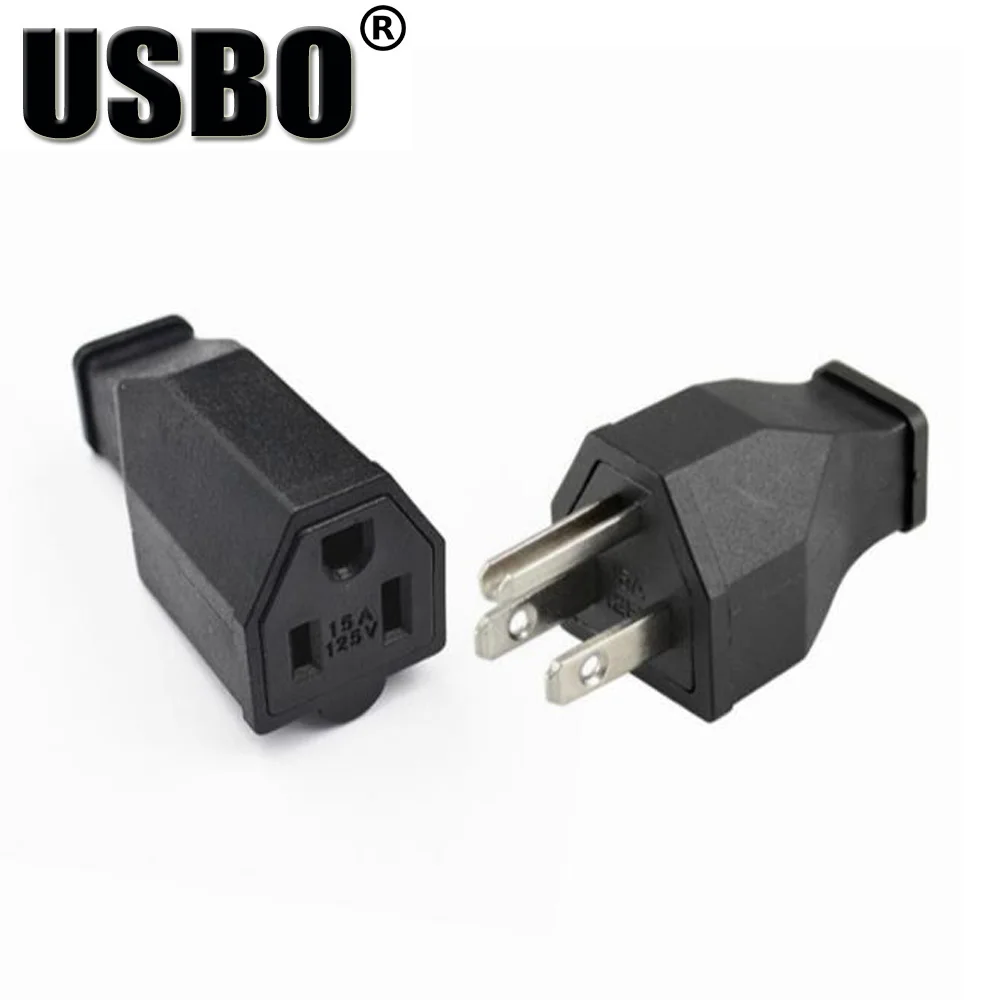 

Black copper American Assembled industrial power adaptor plug 15A 125V US male and female Removable wiring plug socket convertor