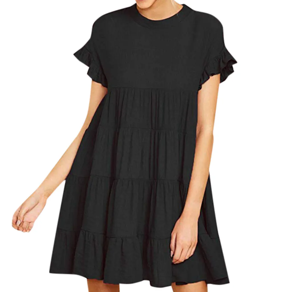 feitong Womens Ruffle Sleeve Casual Plain Short Sleeve Dress Casual Swing Party Dress sequined dress mini dress sukienka damska
feitong Womens Ruffle Sleeve Casual Plain Short Sleeve Dress Casual Swing Party Dress sequined dress mini dress sukienka damska