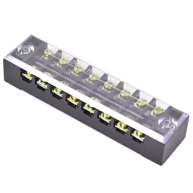 600V 15A 8 Positions Dual Rows Covered Barrier Screw Terminal Block Strip 9cm X 2.2cm X 1.75cm
600V 15A 8 Positions Dual Rows Covered Barrier Screw Terminal Block Strip 9cm X 2.2cm X 1.75cm