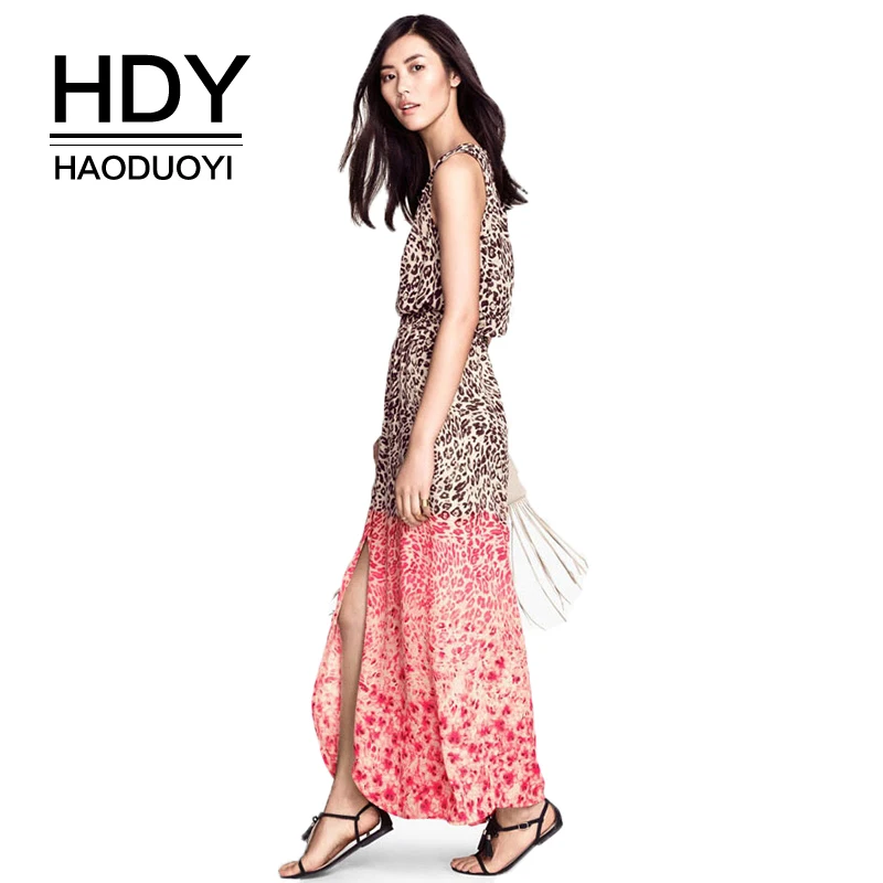 HDY Haoduoyi Brand Women Brown/Red Color Block Leopard Print Maxi Dress O-Neck Sleeveless Split Side Female Elegant Vestidos
HDY Haoduoyi Brand Women Brown/Red Color Block Leopard Print Maxi Dress O-Neck Sleeveless Split Side Female Elegant Vestidos