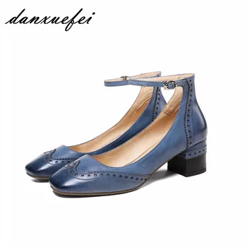 Women's genuine leather carving ankle strap pumps brand design gradient color square toe retro spring new med heel comfort shoes
Women's genuine leather carving ankle strap pumps brand design gradient color square toe retro spring new med heel comfort shoes