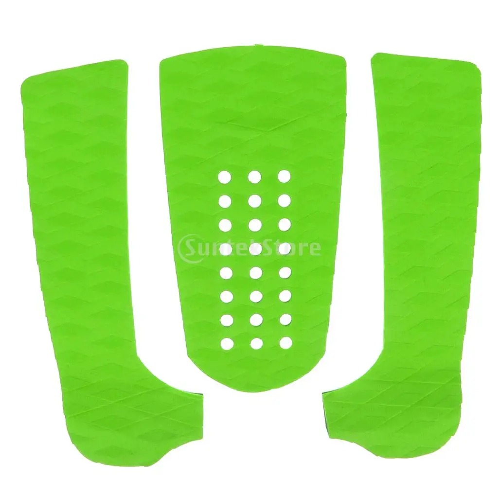 3 Pieces EVA Diamond Pattern Surfboard Shortboard Longboard Traction Tail Pads Surf Deck Grips - Green |