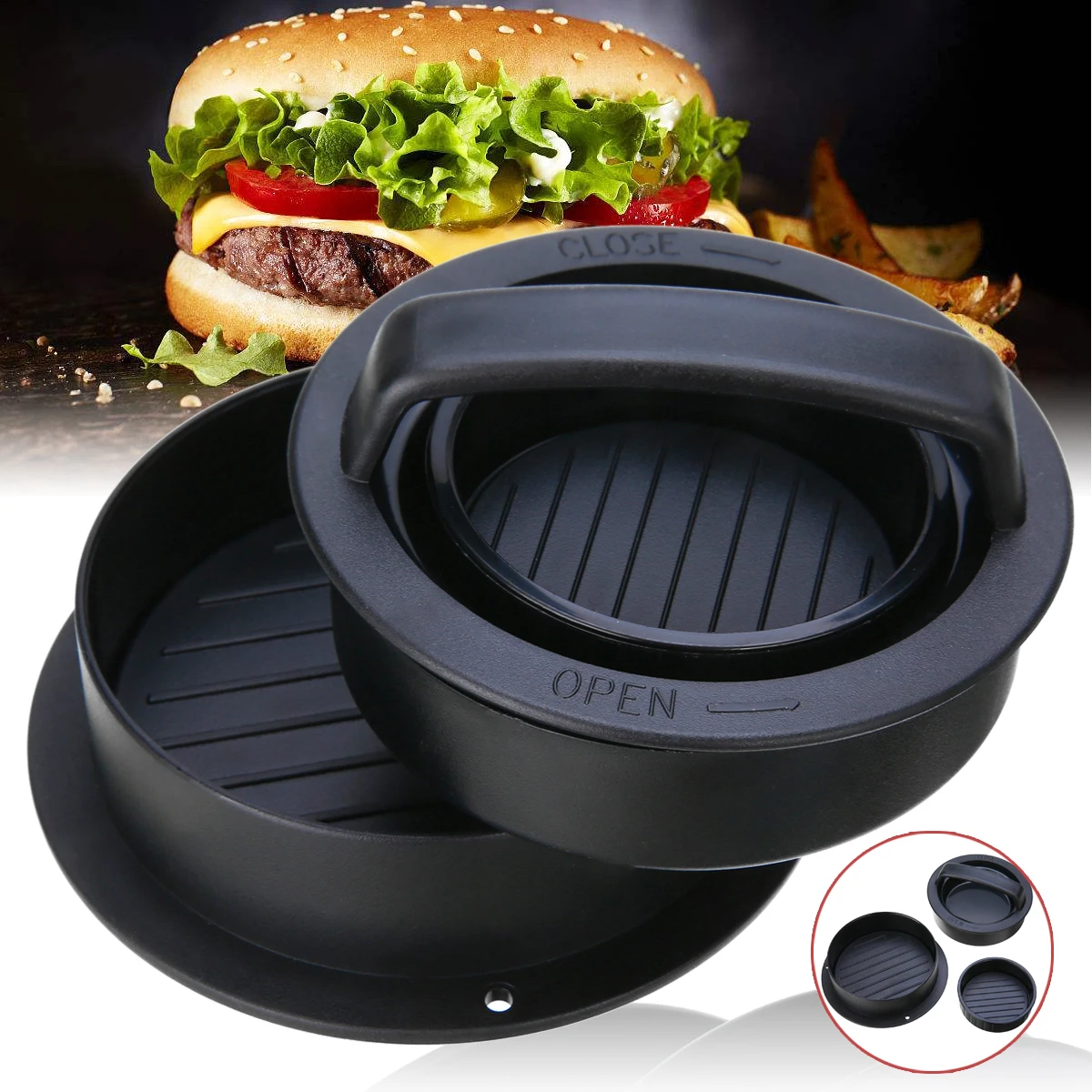 1set Kitchen Hamburger Meat Press Tool Non-stick Stuffed Burger Press Patty Maker Sliders DIY Kitchen Cooking Gadgets Mayitr