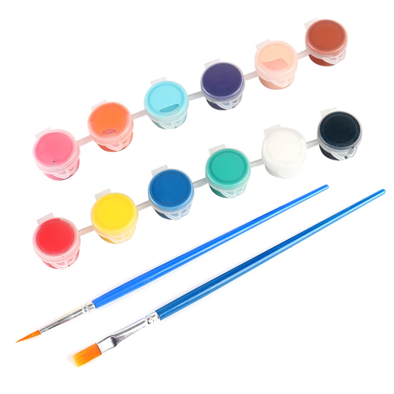 12 Colors Acrylic Paint Pigment Set For Clothing Textile Fabric Hand Painted Wall Plaster Painting Drawing For Kids With Brushes
12 Colors Acrylic Paint Pigment Set For Clothing Textile Fabric Hand Painted Wall Plaster Painting Drawing For Kids With Brushes