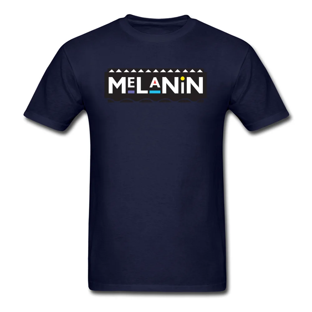 Melanin Comics T-shirts for Men 100% Cotton Summer Autumn Tops T Shirt Street Sweatshirts Short Sleeve Funny Crew Neck Melanin navy