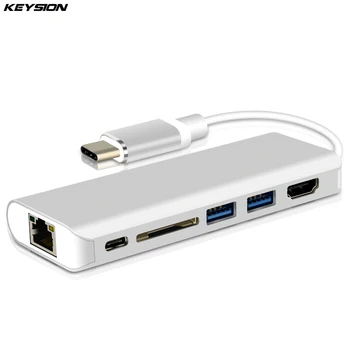 KEYSION HUB Type-c Adapter Converter 6-in-1 with PD Charger SD Card Reader USB3.0 HUB 4K HDMI Gigabit Ethernet for MacBook Pro
KEYSION HUB Type-c Adapter Converter 6-in-1 with PD Charger SD Card Reader USB3.0 HUB 4K HDMI Gigabit Ethernet for MacBook Pro