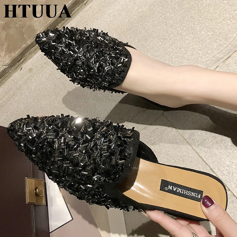 HTUUA Fashion Crystal Mules Shoes Women Sexy Pointed Toe Slip-on Slippers Spring Summer Slides Ladies Square Heel Sandals SX2198
HTUUA Fashion Crystal Mules Shoes Women Sexy Pointed Toe Slip-on Slippers Spring Summer Slides Ladies Square Heel Sandals SX2198