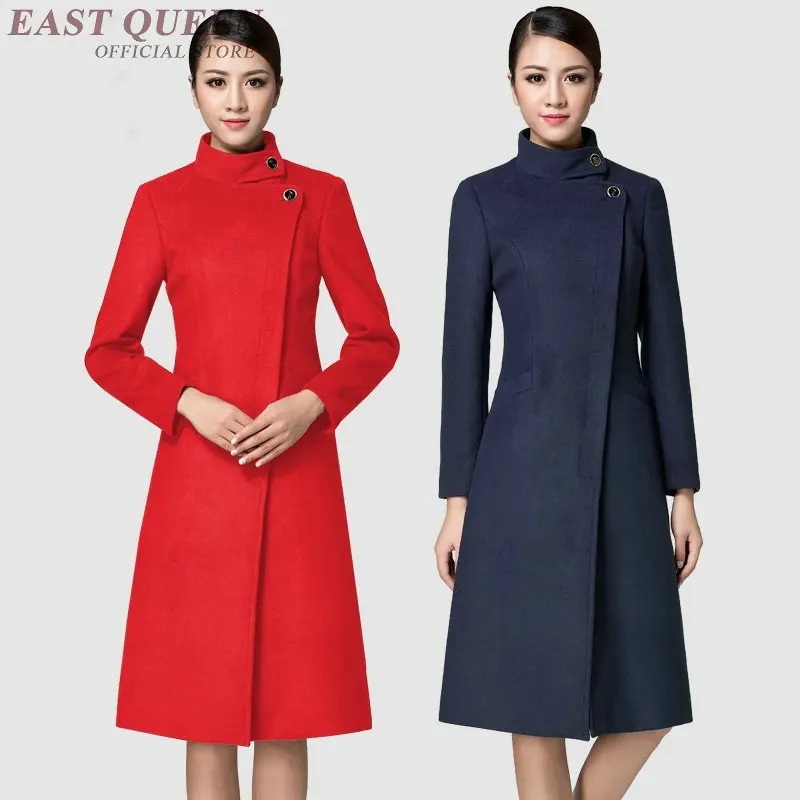 

Winter women wool blends coat thick slim outwear high quality stand collar tunic blend bodycon long elegant cardigan DD386 F