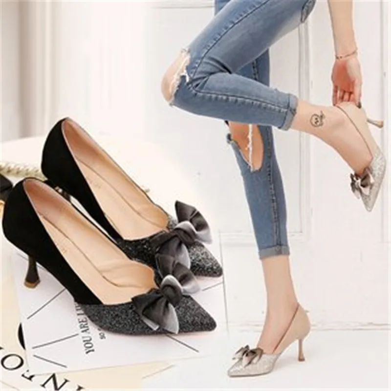 spring and autumn new women's shoes bow pointed stiletto 5 cm high heels wild work single shoes
spring and autumn new women's shoes bow pointed stiletto 5 cm high heels wild work single shoes