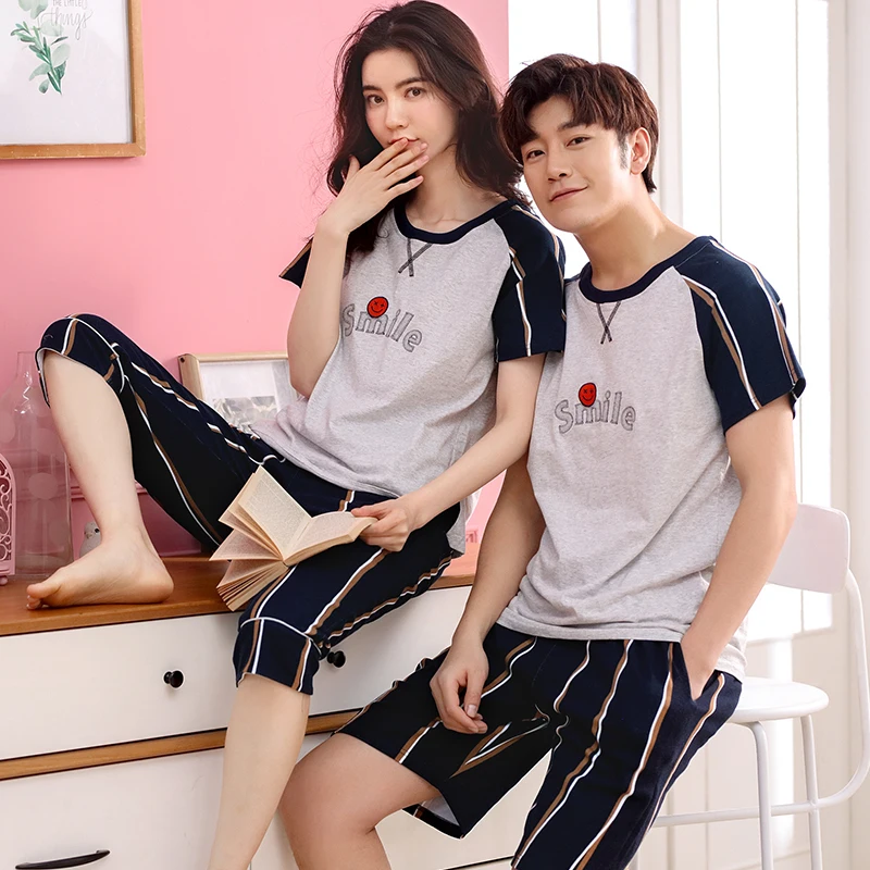 Brand Cotton Short Sleeve Pajama For Men Summer Men Pajamas Set Women Tracksuit Couple Striped Sleepwear Homewear
Brand Cotton Short Sleeve Pajama For Men Summer Men Pajamas Set Women Tracksuit Couple Striped Sleepwear Homewear