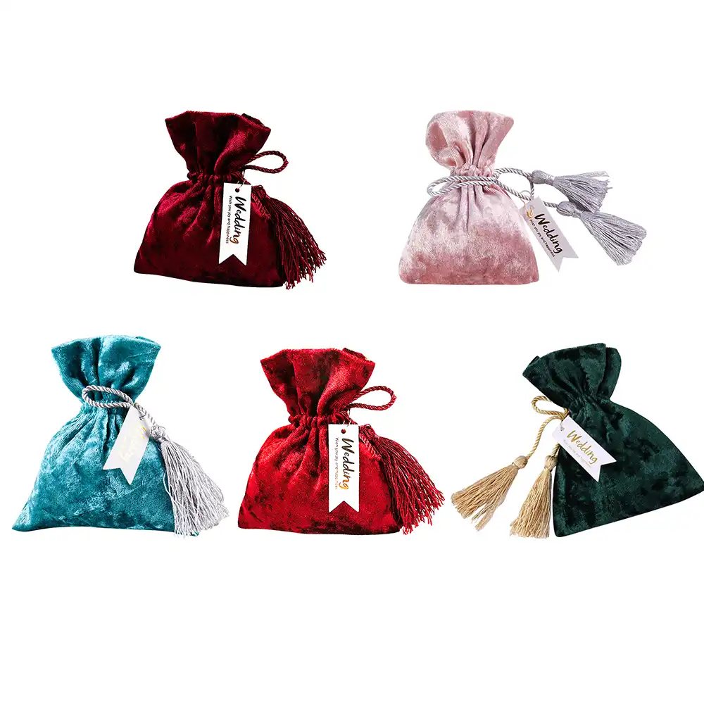 creative 11x14cm red velvet bags drawstring gift