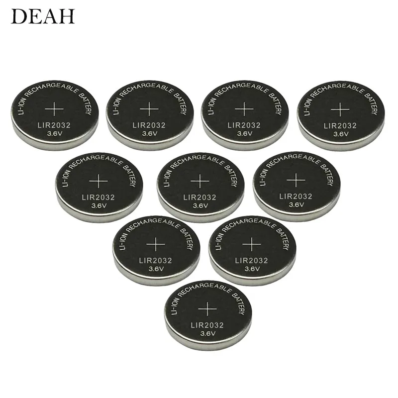 10pcs 3.6V 40mah LIR2032 LIR 2032 lithium rechargeable battery for remote control watch computer motherboard button cell CR2032
10pcs 3.6V 40mah LIR2032 LIR 2032 lithium rechargeable battery for remote control watch computer motherboard button cell CR2032
